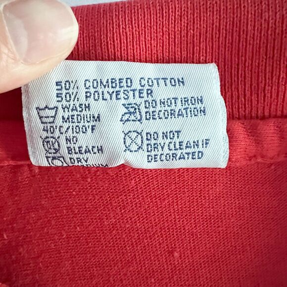 Vintage Hanes Polo Shirt Mens XL (L) 50/50 USA Red Single Stitch Academia Logo‎ - Picture 3 of 10